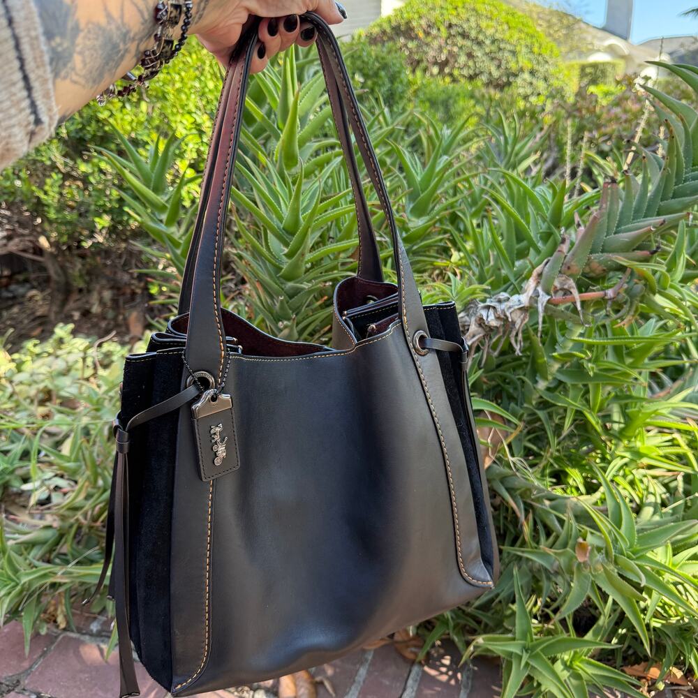 Coach 1941 Harmony Hobo Bag Black Glovetanned Leather & Suede - Picture 16 of 16